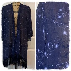 Harry Potter Hot Topic Blue/Star Print Kimono S